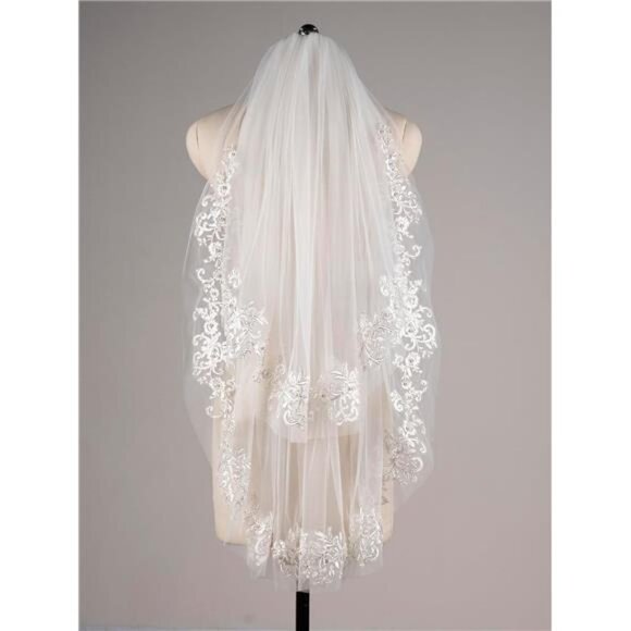 Women\'s Short 2 Tier Wedding Bridal Veil With Comb L24 main image 7
